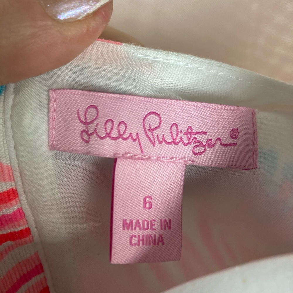 Lilly Pulitzer Mila shift dress, neon pink, green - Picture 8 of 11